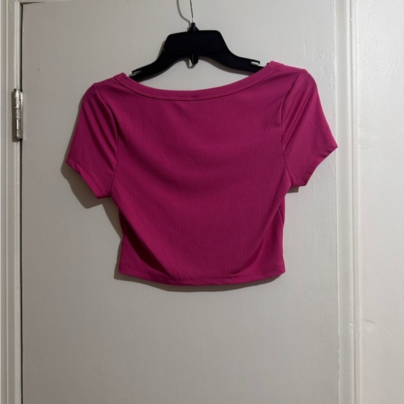 SHEIN Fuchsia Ribbed Crop Top - Picture 2 of 4